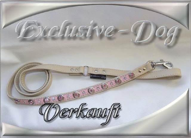 Strass Leine beige Lederleine Unikat