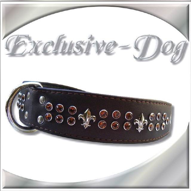 Strass Lilie Lederhalsband bronze metallic